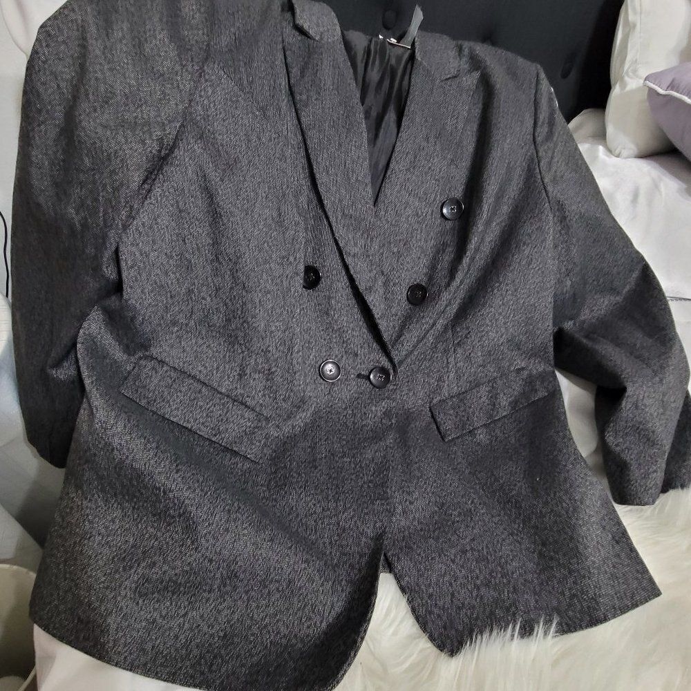 1072  SIZE 14  AVENUE STUDIO  Blazer  Dark Gray Cotton NWT